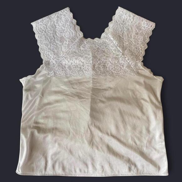 Vintage Y2K white lace cami womens m dainty slip coquette angel romantic sheer - Picture 5 of 7